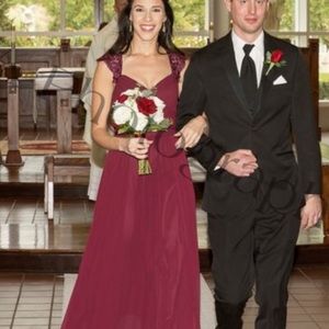 Mori Lee Bordeaux Bridesmaid Dress